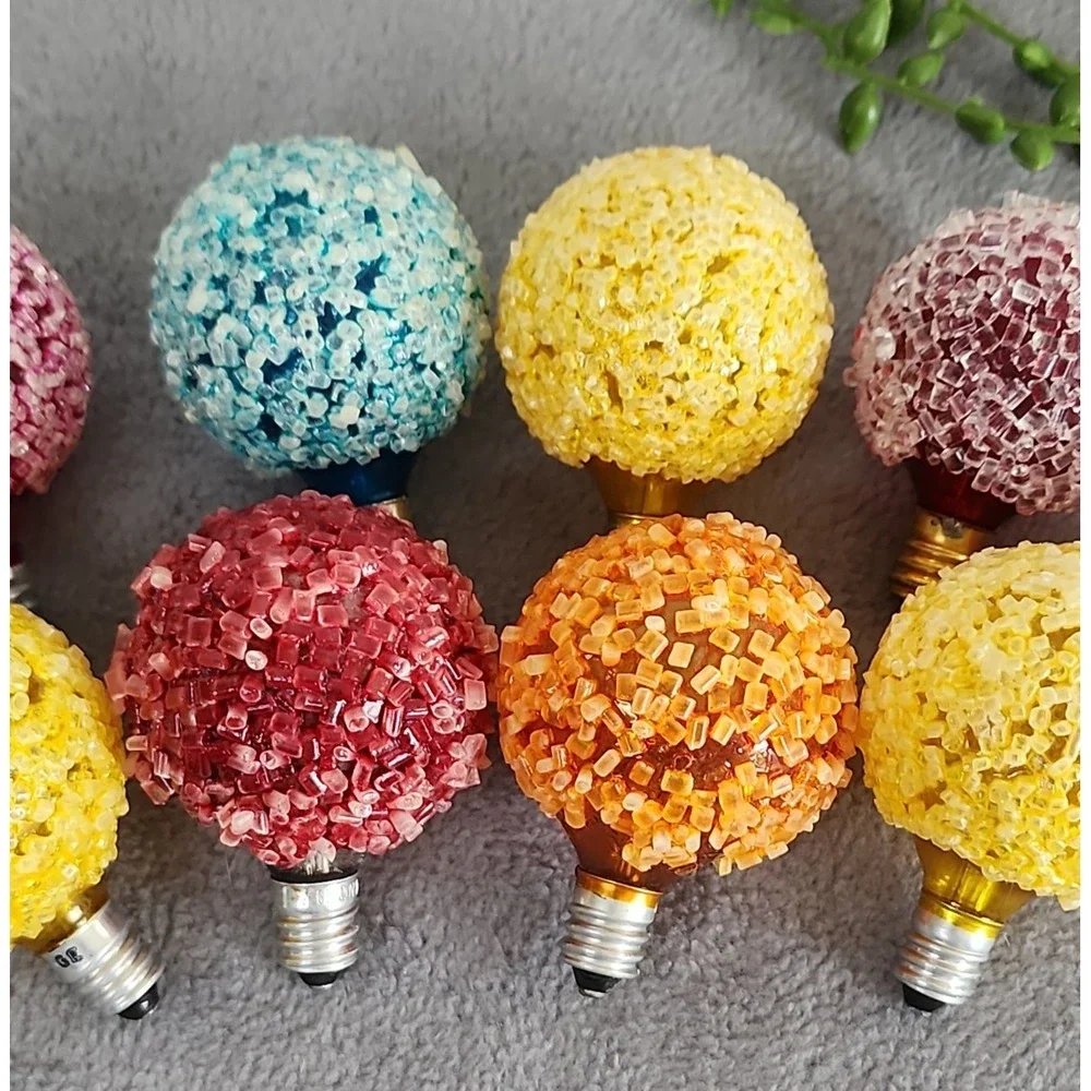 10 Vintage GE Lighted Ice Lot NOT Working Craft Parts Snowball Sugar Light Bulbs